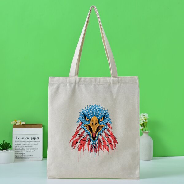 

Eagle Graphic Shopper Bag, Beige