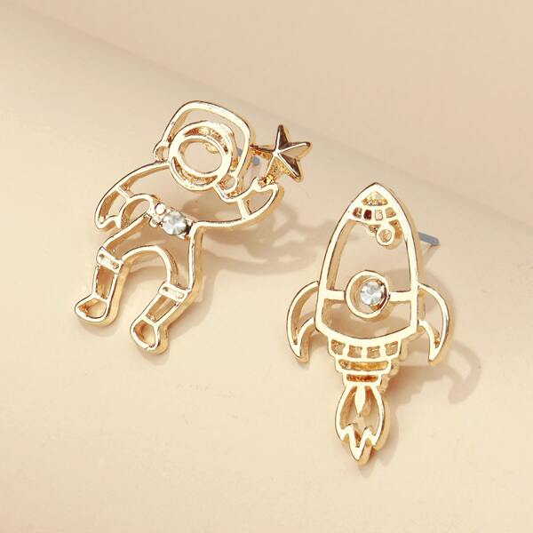 

Astronaut & Rocket Stud Earrings, Gold