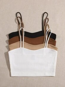 Muchica 4件裝羅紋針織短款吊帶上衣 - 彩色 - 查看 3