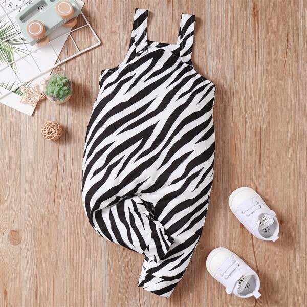 

Baby Boy Zebra Stripe Overall Jumpsuit, Black and white