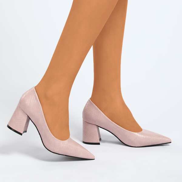 

Point Toe Mid Heeled Court Pumps, Pink