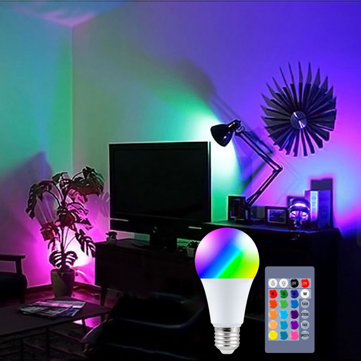 

1pc 5W Led Light Bulb With Remote Control, Multicolor