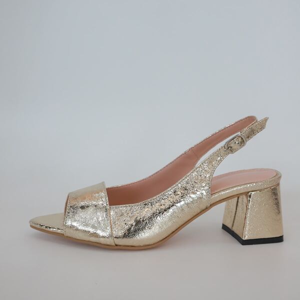 

Metallic Peep Toe Slingback Pumps, Gold