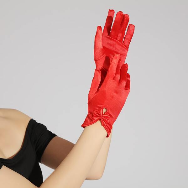 

Bow Knot Decor Gloves, Red