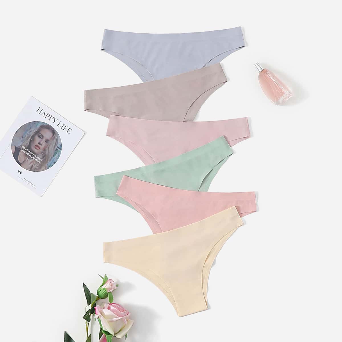 

6pack Solid No Show Panty Set, Multicolor
