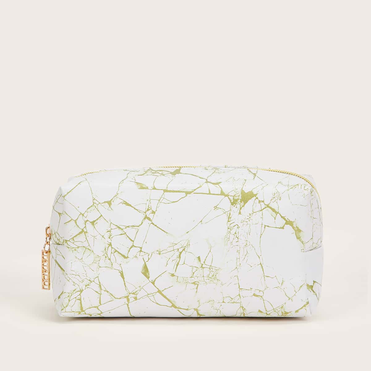 

Marble Pattern Square Makeup Bag, White