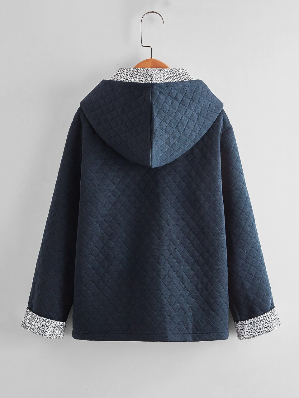 Boys Geo Print Lined Slant Pocket Hooded Coat