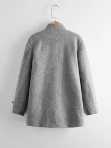 SHEIN Boys Flap Detail Button Through Coat - Grey - View 2