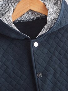 SHEIN اولاد معطف مقنع طباعة هندسية مبطنة جيب مائل