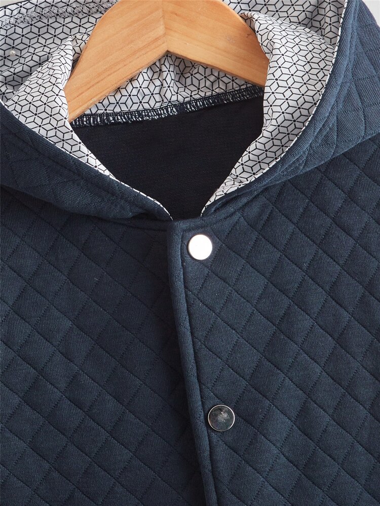 Boys Geo Print Lined Slant Pocket Hooded Coat