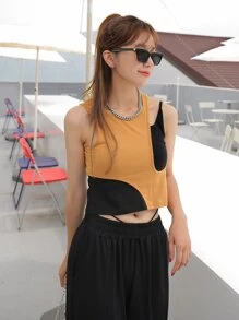 DAZY Áo nữ Bất đối xứng Khối Màu Giải trí - Nhiều màu - Xem 4