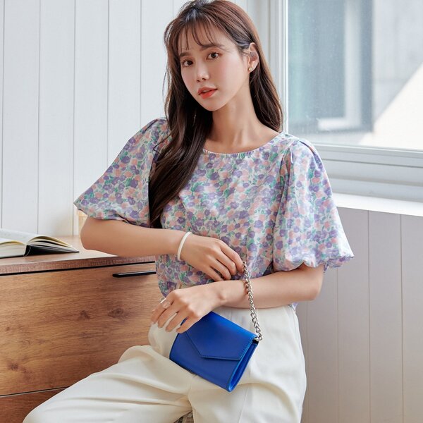 

Ditsy Floral Puff Sleeve Blouse, Multicolor