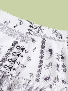 佩斯利印花多層下擺半身裙