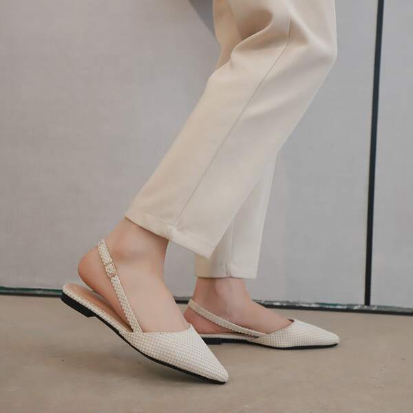 

Point Toe Slingback Flats, Beige