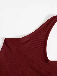 Muchica 羅紋針織短版繞頸上衣 - 酒紅色 - 查看 4