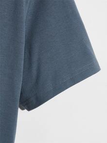 Manfinity Camiseta con estampado de esqueleto y letra - Gris - Ver 4