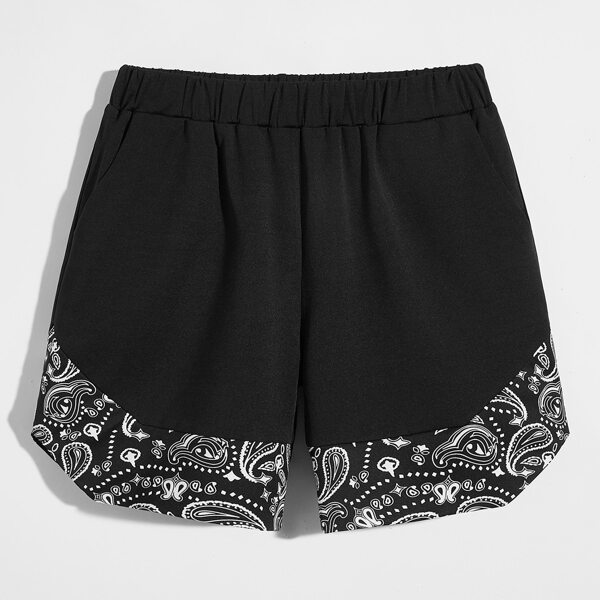

Men Paisley Print Shorts, Black