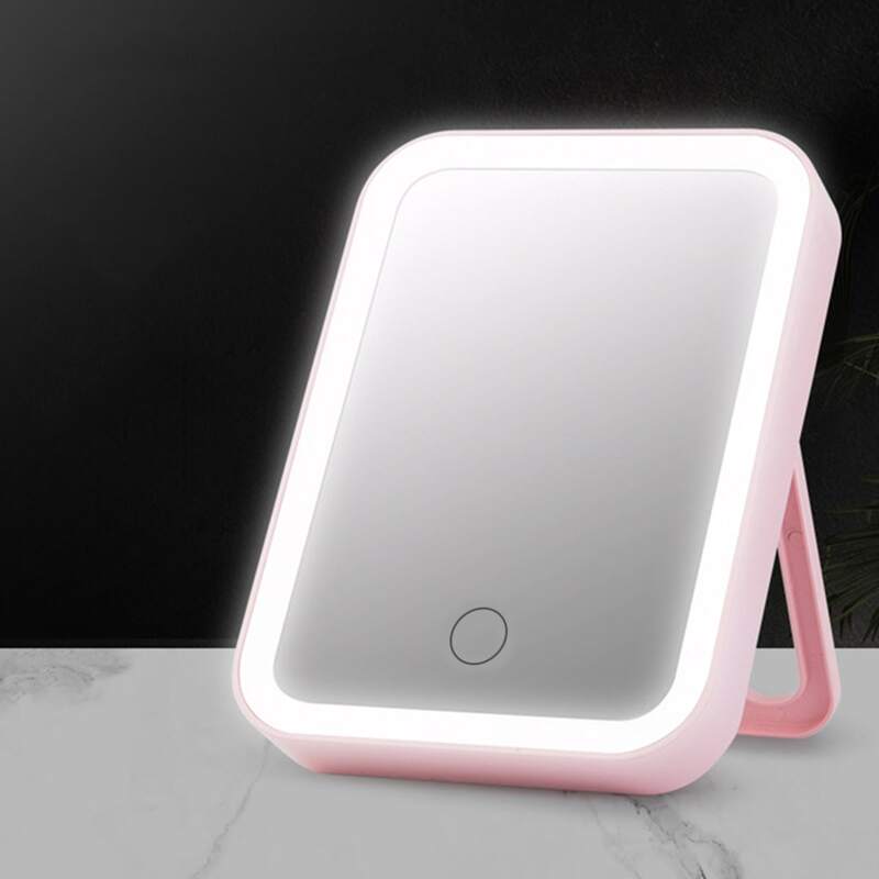 

1pc Makeup Mirror With Light, White