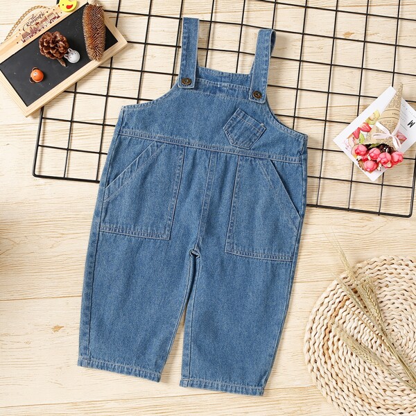 

Baby Unisex Suspender Denim Overall, Medium wash
