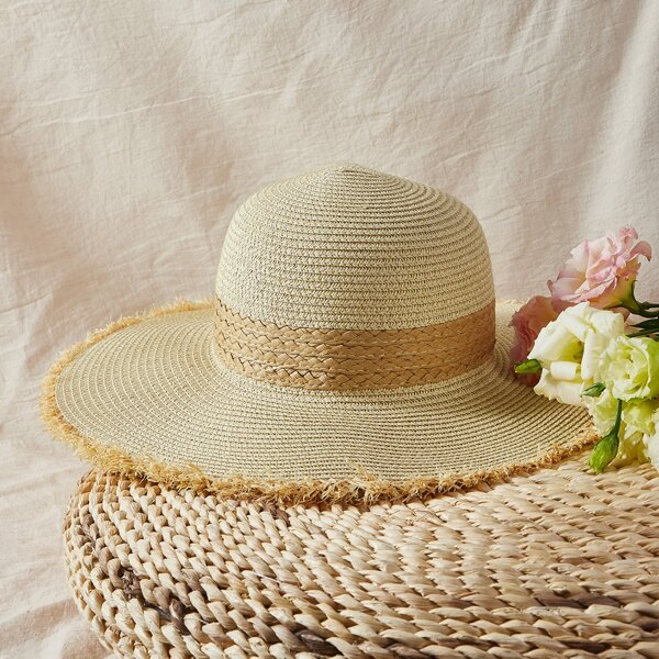 

Raw Brim Straw Hat, Multicolor