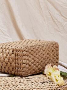 Straw Tote Bag - Khaki - View 4