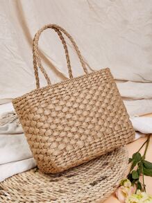 Straw Tote Bag - Khaki - View 5