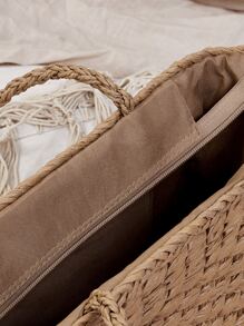 Straw Tote Bag - Khaki - View 6