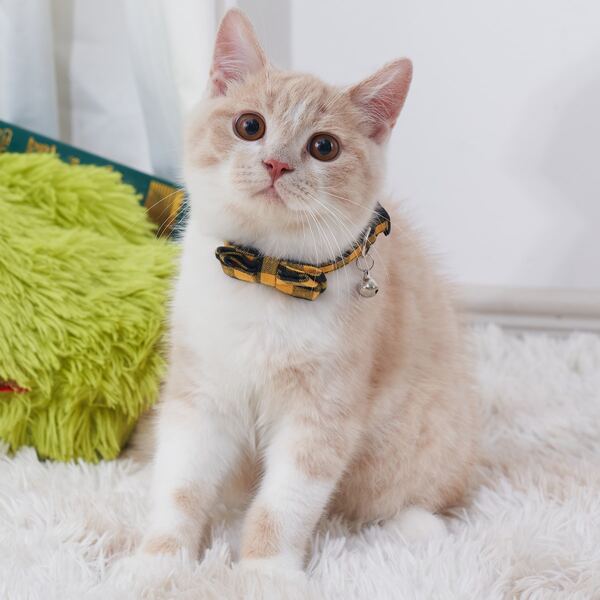 

Plaid Pattern Pet Bow, Yellow