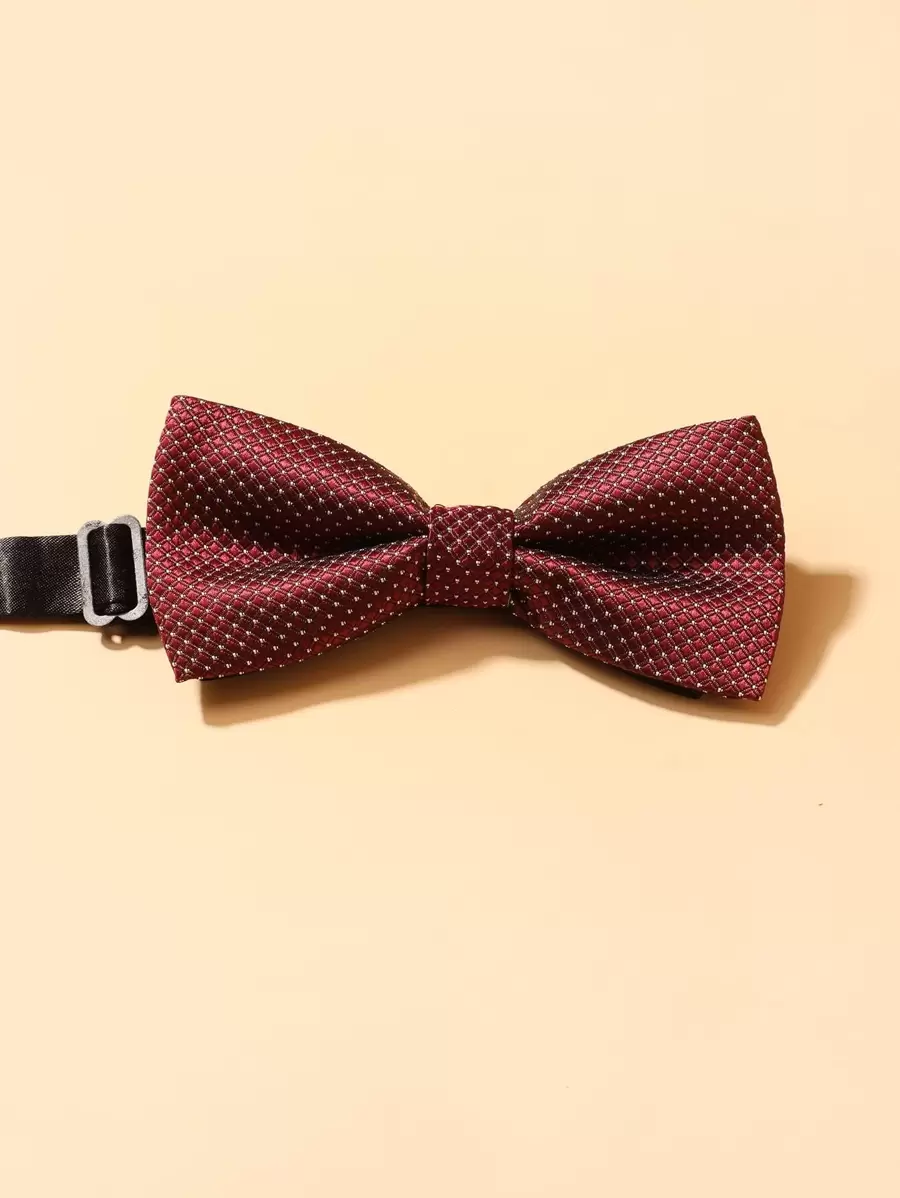 Men Simple Bow Tie - Burgundy - View 1