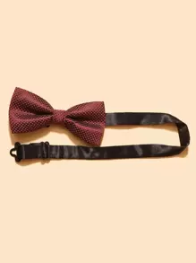 Men Simple Bow Tie - Burgundy - View 2
