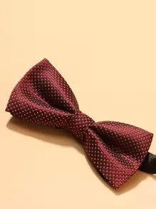 Men Simple Bow Tie - Burgundy - View 4