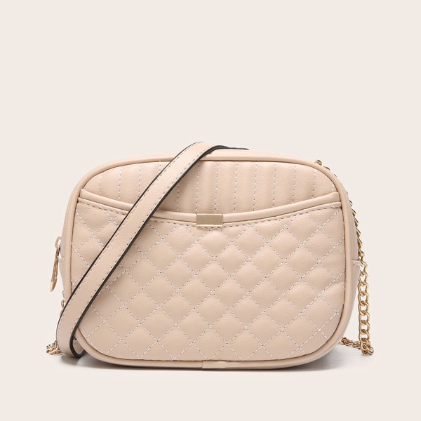 

Quilted Crossbody Bag, Apricot