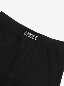 SHEIN EZwear Summer Outfits Letter Embroidered Cami Top & Shorts Set - Black - View 6