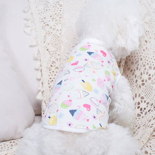 

Ice Cream Print Pet Tank, Multicolor