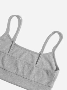 Muchica Conjunto top de tirantes con bordado de letra con shorts - Gris Claro - Ver 3