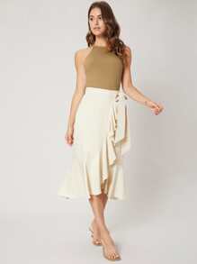 MOTF PREMIUM VISCOSE SLIM RIBBED TANK TOP - Brown - View 4