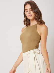 MOTF PREMIUM VISCOSE SLIM RIBBED TANK TOP - Brown - View 9