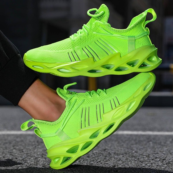 

Lace Up Decor Knit Chunky Sneakers, Green