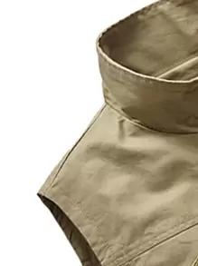Manfinity Hombres Cazadora chaleco con cremallera - Caqui - Ver 3