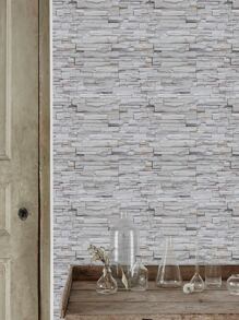1pc Brick Pattern Wall Paper - Grey - View 3