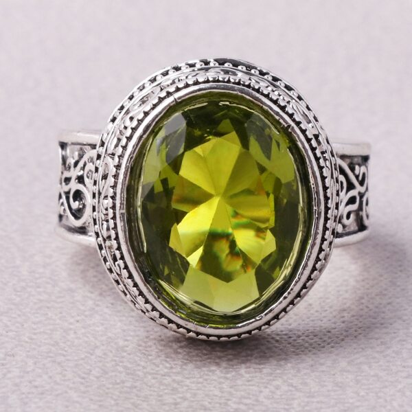 

Men Oval Zircon Decor Ring, Green