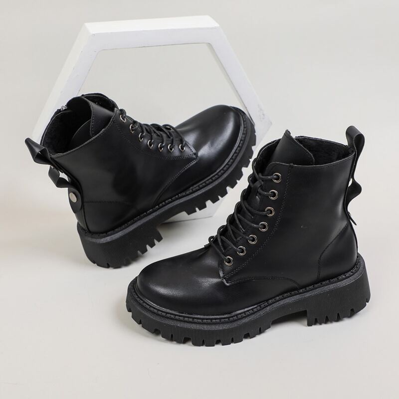 

Lace Up Front Combat Boots, Black