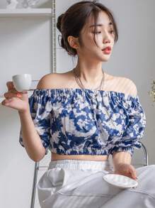 DAZY Áo sơ mi Cà vạt nhuộm Boho - Màu xanh lam - Xem 1