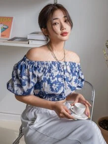 DAZY Áo sơ mi Cà vạt nhuộm Boho - Màu xanh lam - Xem 9