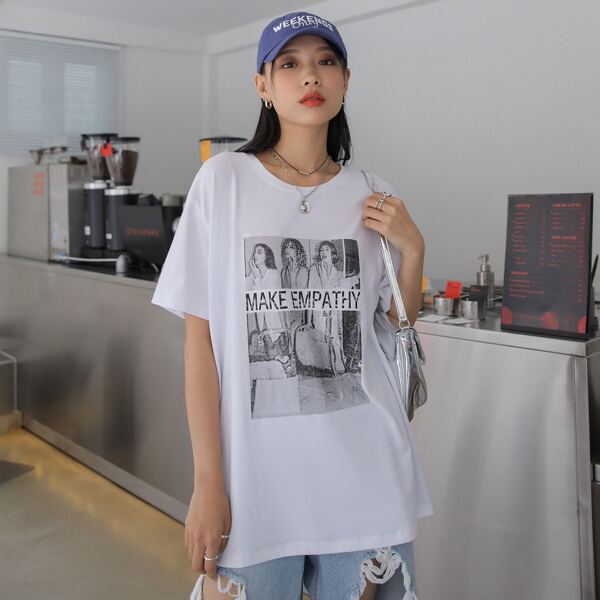 

Figure & Letter Graphic Tee, White