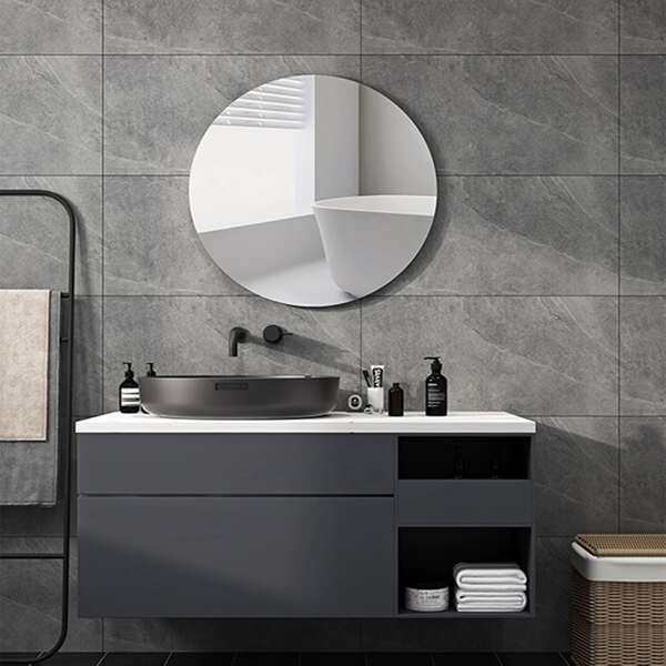 

1pc Round Mirror Surface Wall Paper, Silver