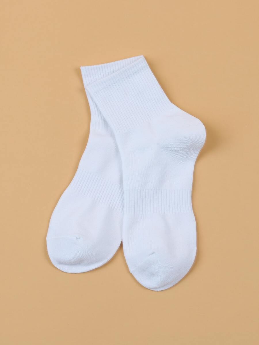 素色中筒襪 - 白色 - 查看 1