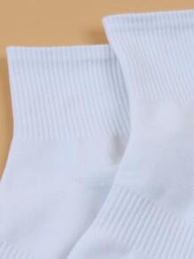 素色中筒襪 - 白色 - 查看 4