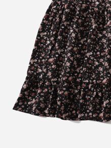 SHEIN 荷葉邊細節上衣和小碎花多層下擺半身裙套裝 - 彩色 - 查看 5