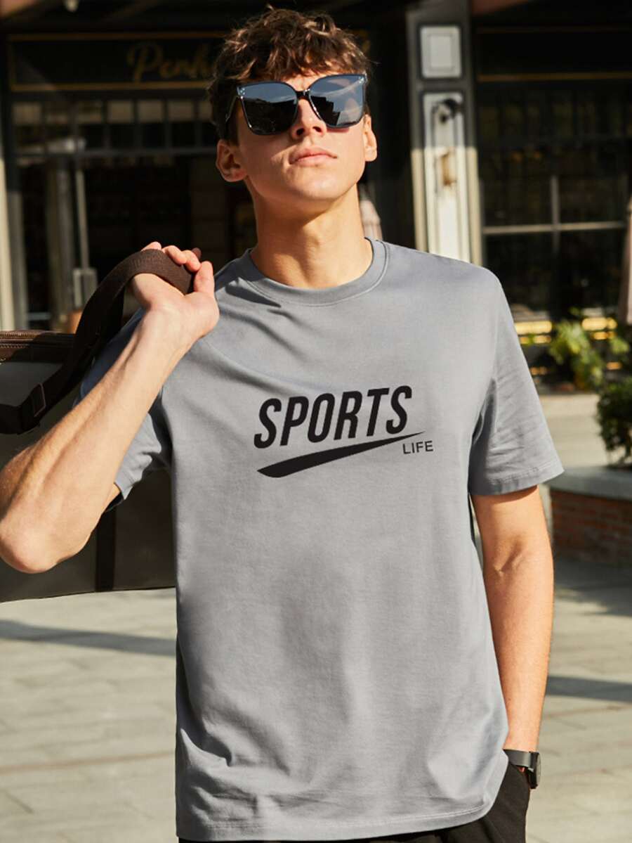 Tops Nam Lá thư Sẵn sàng - Xám - Xem 1